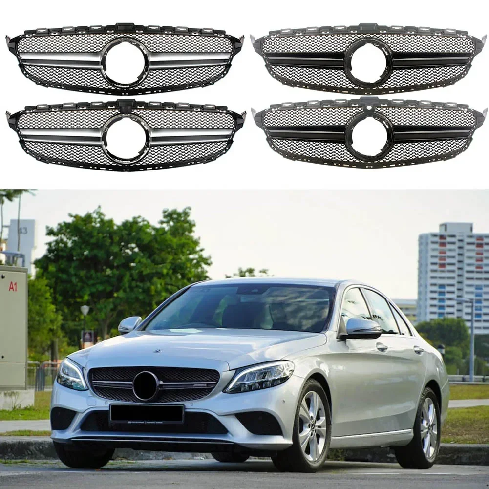 

Front Racing facelift Bumper Grilles fit For Mercedes Benz C class C200 C250 C300 W205 2019 2020 2021 Upgrade to C43 AMG