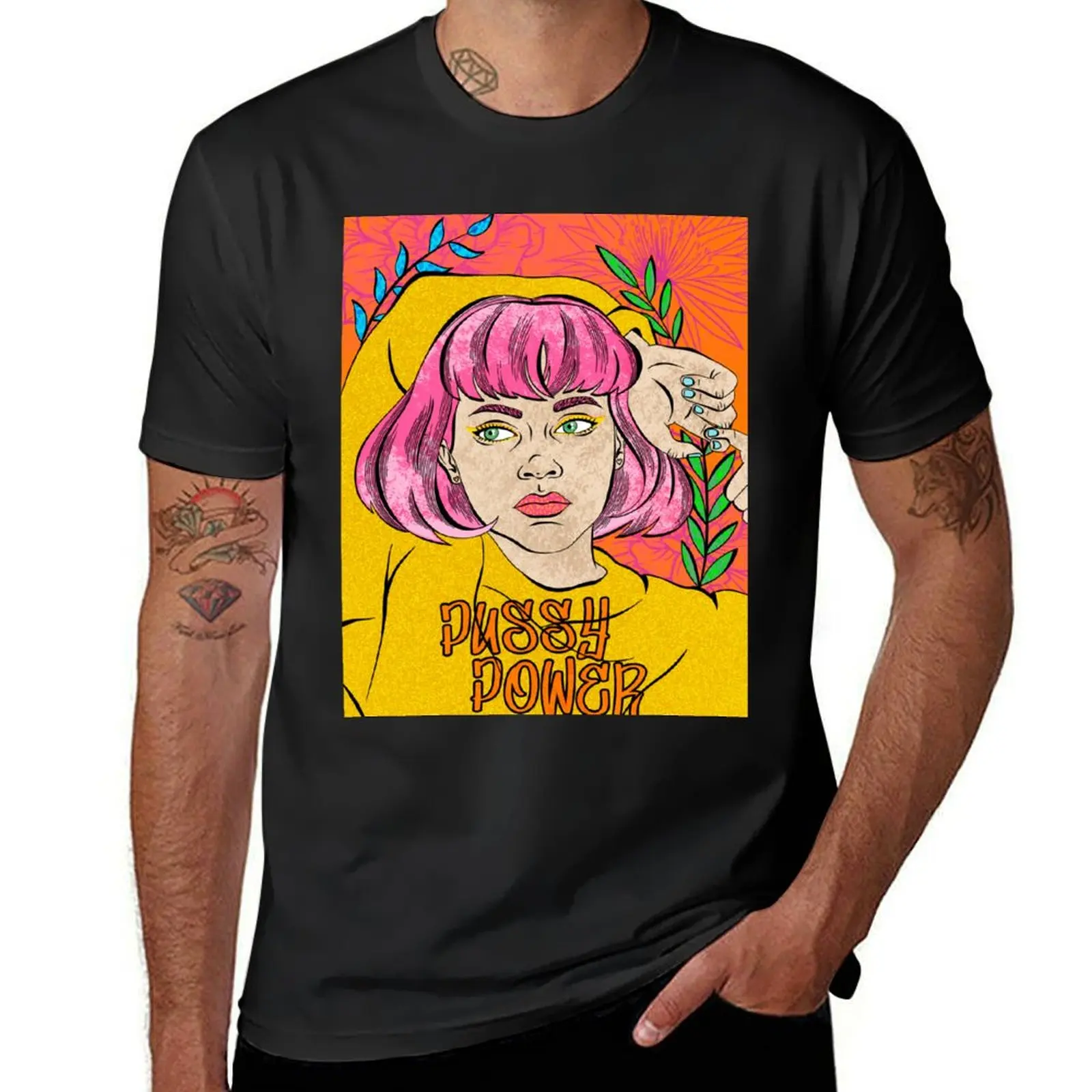 

Vibrant portrait illustration print T-Shirt tops plain anime animal prinfor boys heavyweight t shirts for men