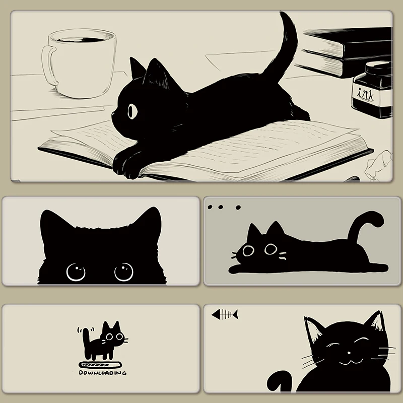 Mouse Pad Kawaii Cat, Tapete de Jogo Grande, Base Antiderrapante, Computador Mousepad, Escritório e Casa, Xxl, 80x30cm