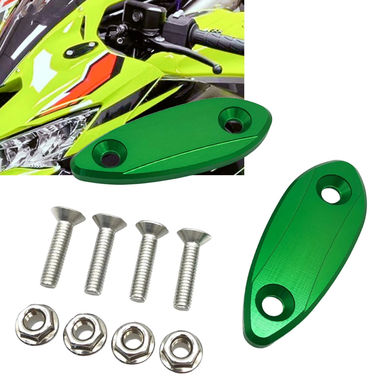 For Kawasaki ZX6R 2009-2015 / ZX25R 2021-2023 Mirror Block Off Base Plates Cover Trim