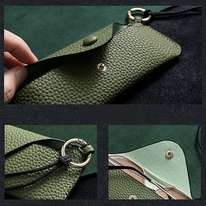 Custom Initials PU หนังแว่นตากระเป๋าพร้อมสายคล้องคอ Luxury Travel Portale แว่นตากันแดดกระเป๋าแฟชั่นกล่องแว่นตา