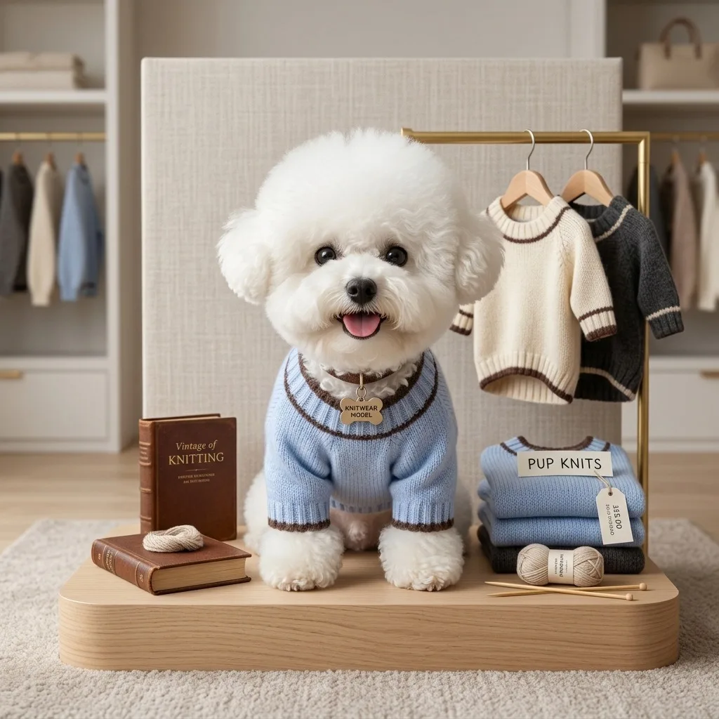 Cartoon Bichon Sweater Warm Pet Clothes Winter Small Medium Dog Knitted Pullover Thickened Maltese Two-Legged Clothes