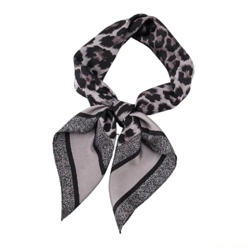 31BF Smooth Fabric Square Scarf, Animal Print Neck Head Accessory