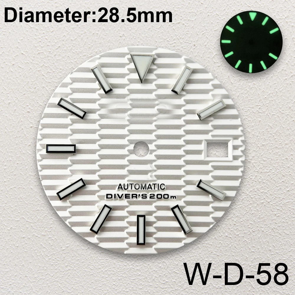 28.5mm S Logo SKX007 Slope Dial Fit NH35/NH36/4R/7S Japanese Movement Green Luminous High-Quality Watch Modification Accessories