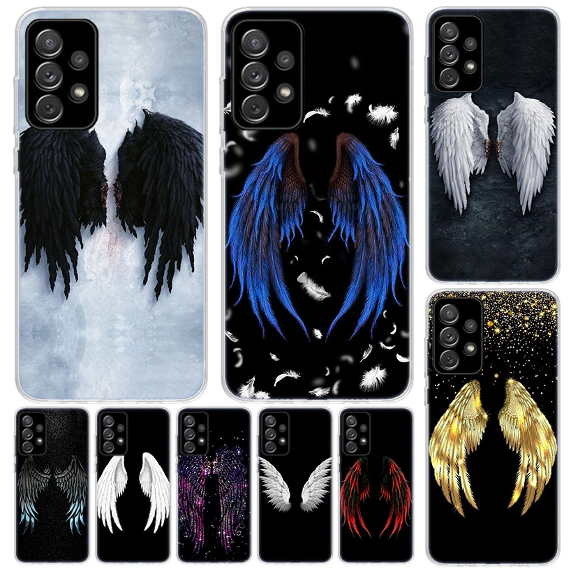 Angel Wings Feather Cover For Samsung Galaxy A51 A50 A71 A70 Phone Case A21S A31 A41 A10 A20E A30 A40 A01 A11 A6 A7 A8 A9 Coque