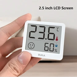 DUKA Atuman 2.5 inch LCD Electronic Digital Temperature Humidity Meter Indoor Thermometer Hygrometer Weather Sensor Clock