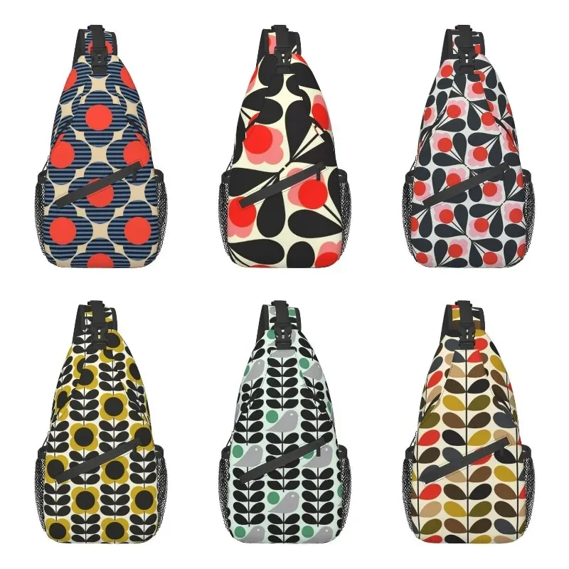 Cool Flower Stem Orla Kiely Pattern Crossbody Sling Backpack Men Scandinavian Floral Shoulder Chest Bags for Hiking