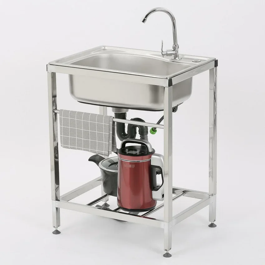 Camping Outdoor Stainless Steel Sink Free Standing Utility Laundry Room Wash Sink Kitchen  Sink