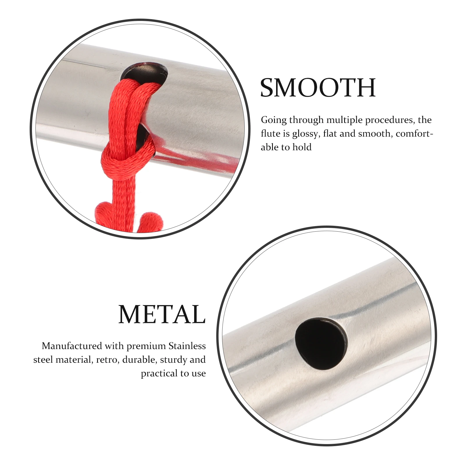 

Stainless Steel for Kids Metal Chinese Flute Instrument Lightweight Durable Toy Flute Thicken Saxophone Melodious Sound