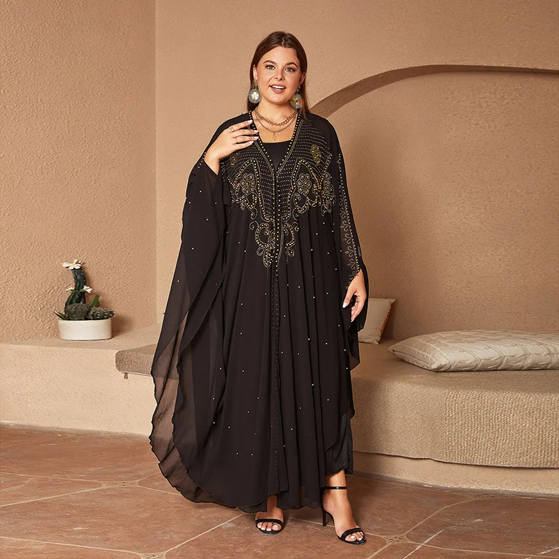 Abayas for Women Dubai Luxury Black Blue Chiffon Boubou Muslim Fashion Dress Caftan Wedding Party Occasions Cardigan Muslim