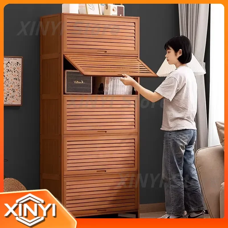 Storage Cabinet Bookcase for Home Office Living Room Bedroom Study Multi-layer Floor Display Cabinet with Flip Door Bookshelf