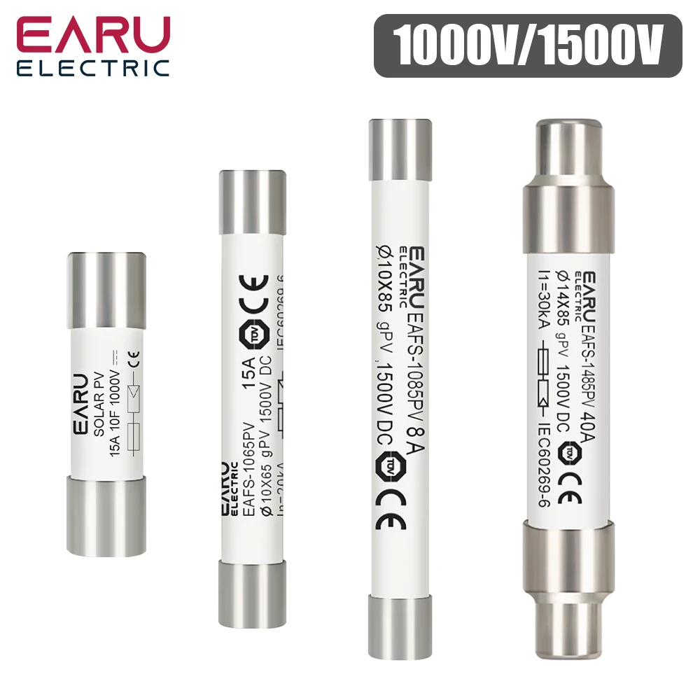 1PCS Solar DC 1000V DC 1500V PV Fuses 6A 10A 15A 20A 25A 30A 32A 50A High Voltage for Solar System Short Circuit Protection gPV