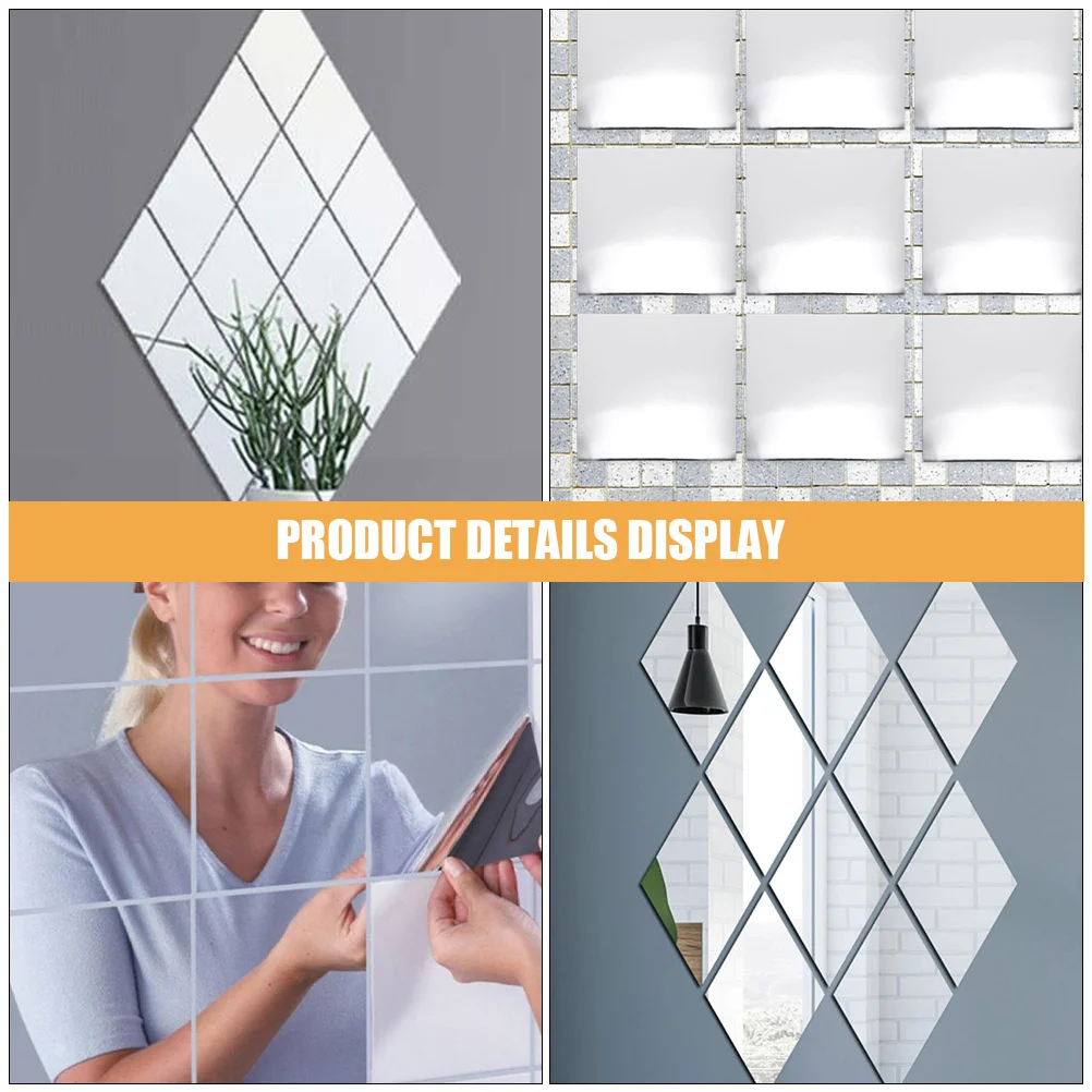 

24Pcs Square Self Adhesive Mirror Wall Stickers Frameless Acrylic Tiles for DIY Craft Bedroom Living Room Bathroom Wall Decor