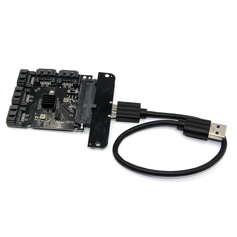 USB 3.0 to 3.0 Hard Drive Expansion Card 5 Port Hard Drives High-Speed Card JMB575 1 to 5 Expansion Card-ABVP