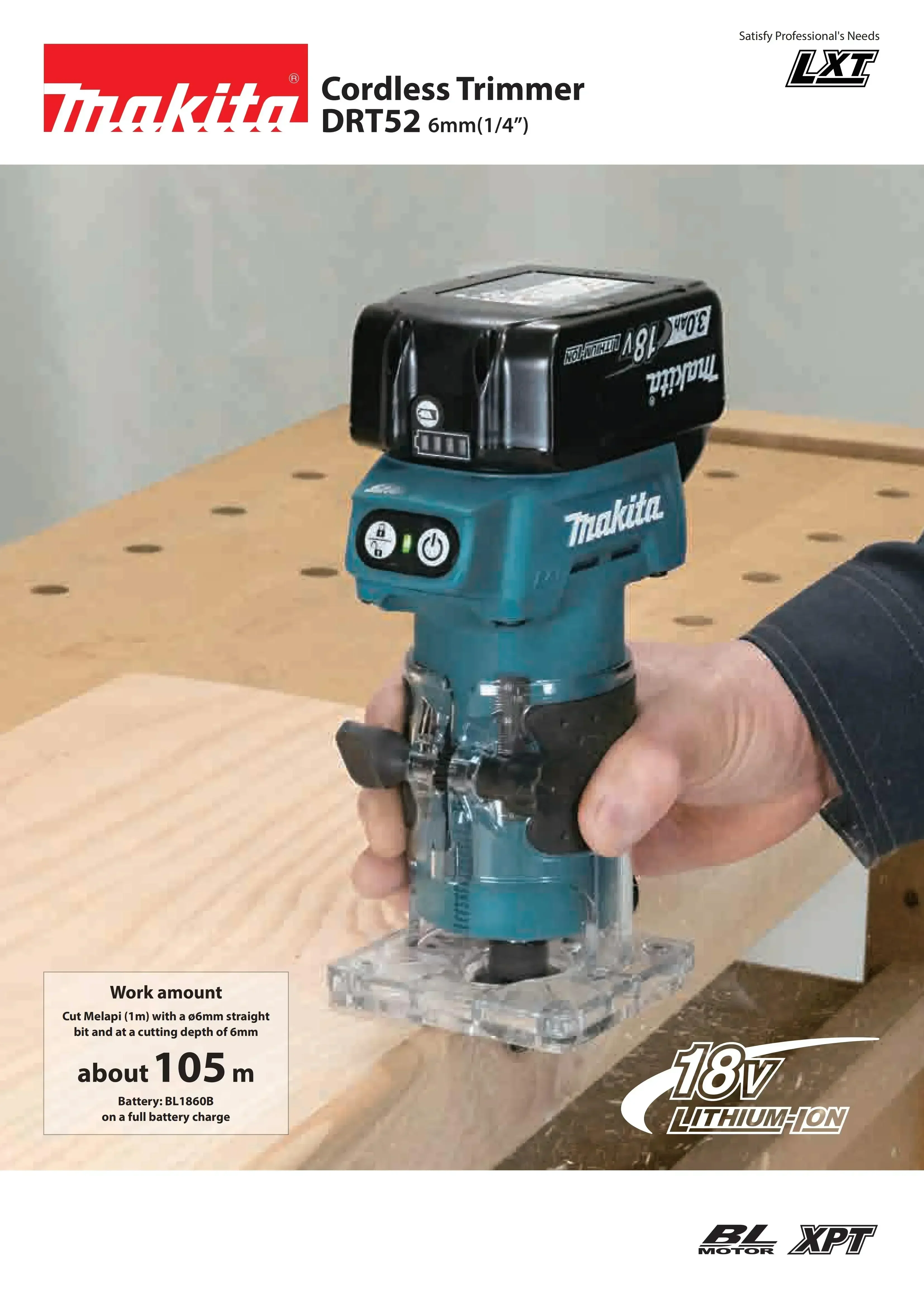 MAKITA DRT52 Brushless Cordless Laminate Trimmer 18V LXT 6.35mm Cordless Trimming Machine Makita Power Tools DRT52Z