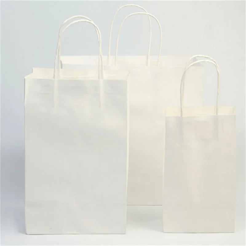 20 pcs Eco-Friendly Reusable Brown Kraft Paper Bags for Shopping Grocery and Paper Shopping Bag Customizable Logo