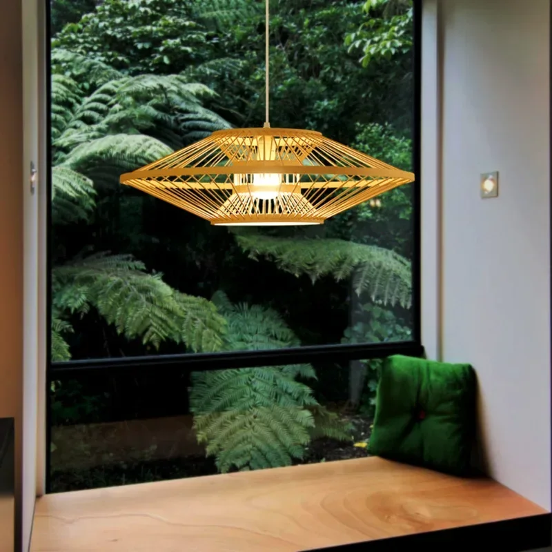 Creative Chinese Style Bamboo Art Restaurant Hanging Lamp Hot Pot Restaurant Lamp Homestay Bedroom Living Room Tea Room Lamps