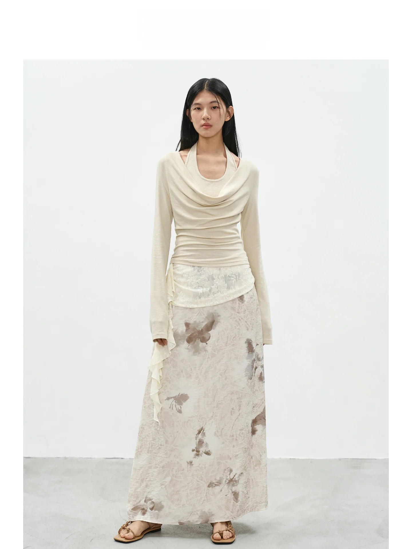 EIGHTHMONTH Women's Long Sve Ne Hanging Vest Skirt Tee Piece Set Casual Sle Spring Collection Chinese Manufacturer