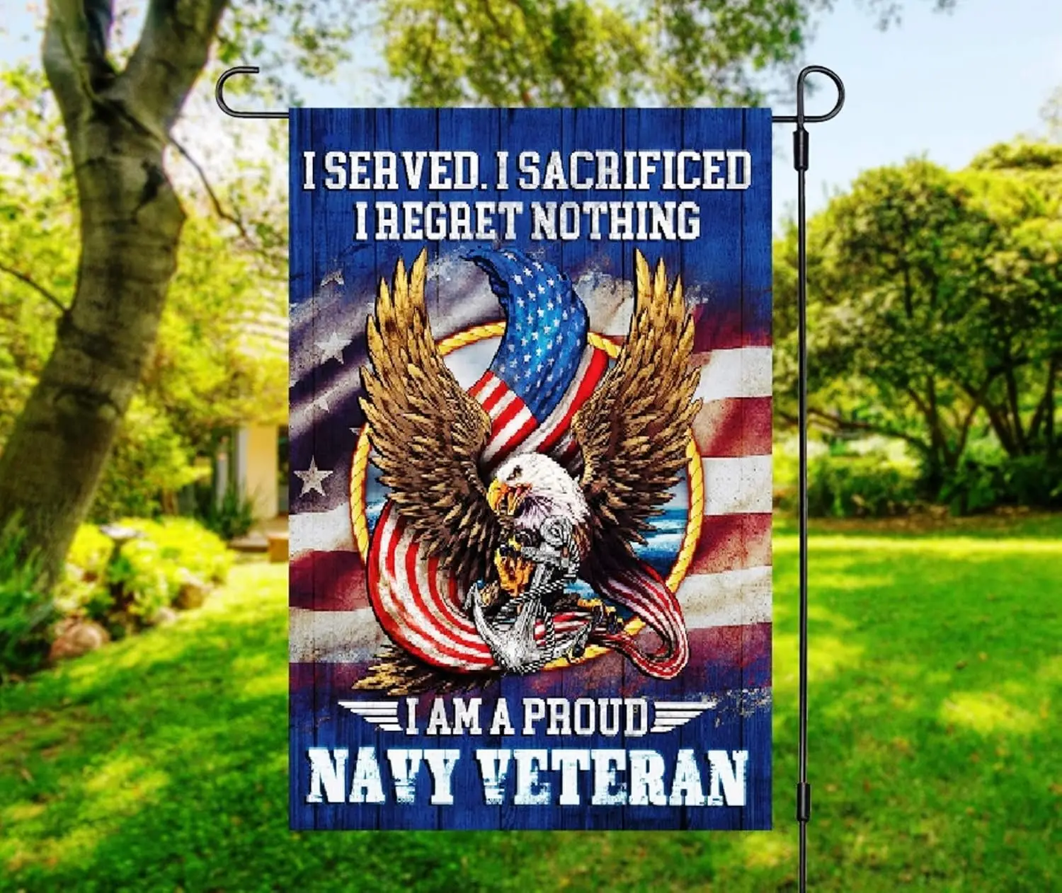 Proud Veteran American Flag Sublimated Double Sided Deluxe Garden Flag 12