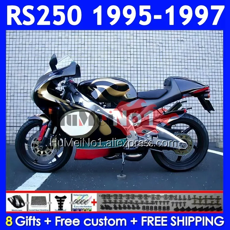 Black golden Body For Aprilia RS250 RSV250RR RS-250 RSV250 R 317No.42 RS 250 RSV 250 R RR 1995 1996 1997 RS250R 95 96 97 Fairing