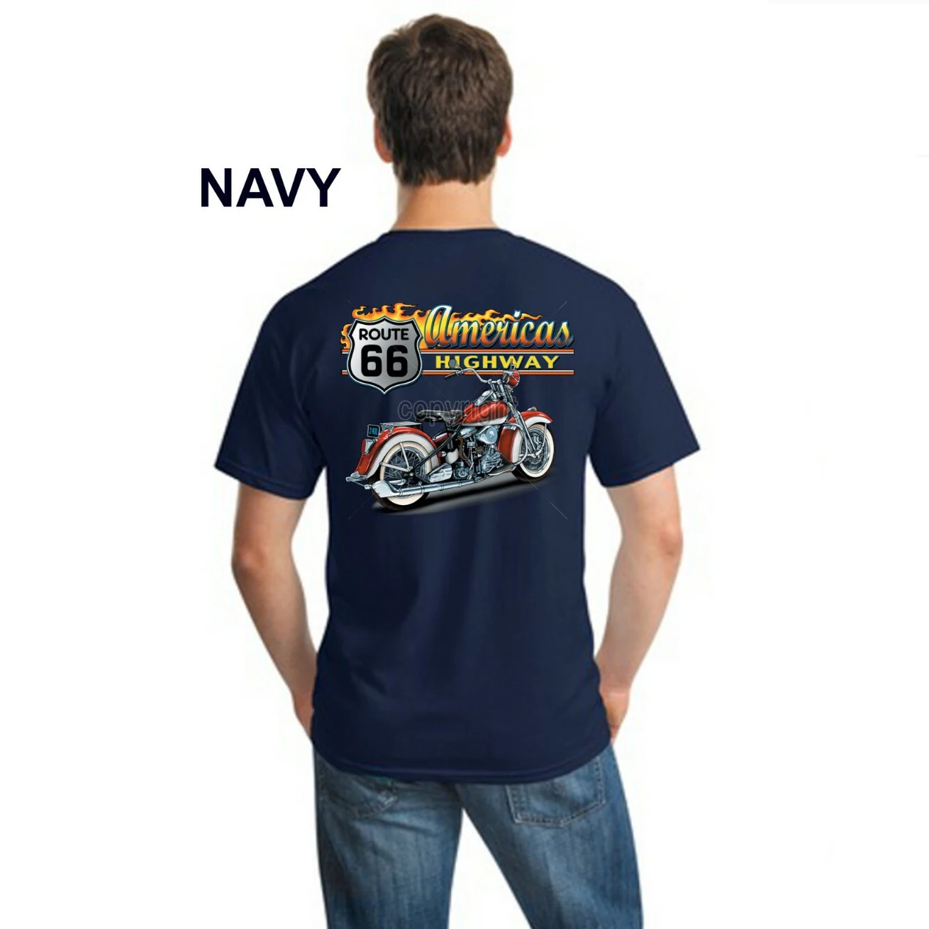 Route 66 Americas Highway American Motorcycle Chopper Biker T-Shirt 100% Cotton O-Neck Short Sleeve Summer Casual Mens T-shirt