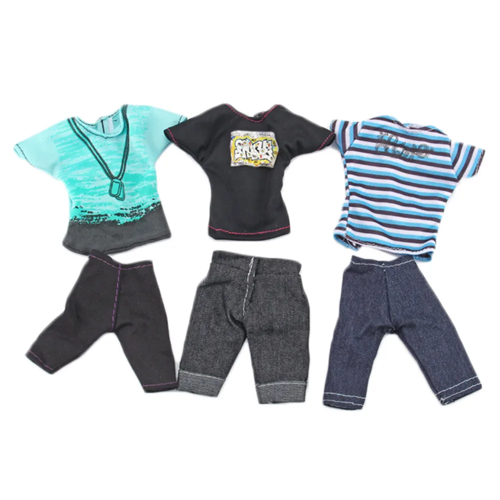 5 Sets Fashion Casual Wear Doll Clothes Tops T-Shirt Jacket Pants Outfits Accessories for Barbie Boy Friend Ken Dolls Cloth Toys