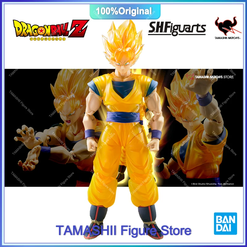 Original Bandai Dragon Ball Z TAMASHII NATIONS STORE S.H.Figuarts Super Saiyan Son Goku Z Soldier SHF Son Goku TNT Action Model