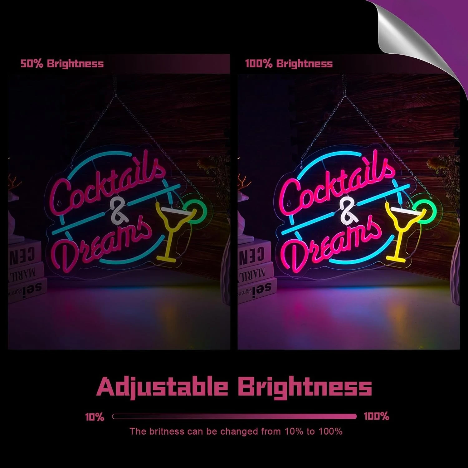 Cocktails and Dreams Neon Sign USB Beer LED Light for Garage Tiki Bar Gaming Room Bedroom Decoration Neon personnalisé Gift view 4