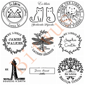 맞춤형 Ex Libris Stamp 맞춤형 감광성 고양이 잉크 스탬프 EXLIBRIS book Self Inking for invitation 주소 스탬프 