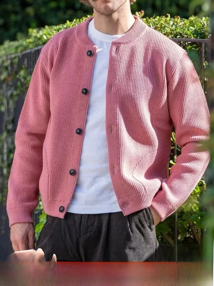 

Thi Ручной вязаный кардиган-свитер для пар, осень-зима, теплый повседневный свободный крой из полиэстера, длинный све, круглый Ne