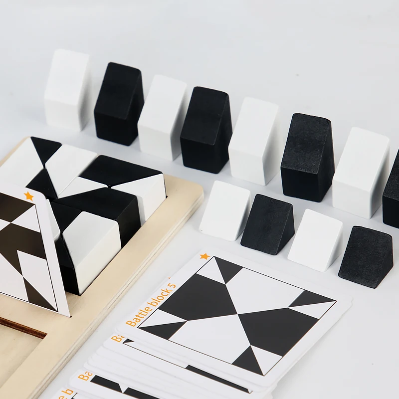 Wit & Zwart Bouwstenen 2-Speler Battle Game Puzzel Tangram Houten Kinderen Vroege Onderwijs Speelgoed Kinderen Gift Brain Teaser Game