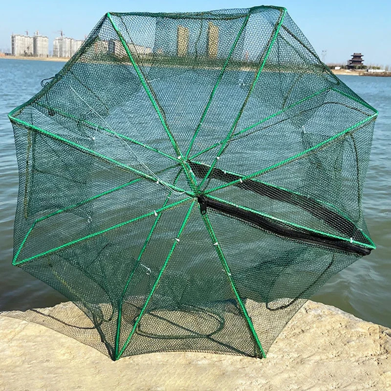 Polygonal Fish Guard Basket Metal Fishing Guard Basket Foldable Fishing Crab Crayfish Trap For Fishing Catch Cage