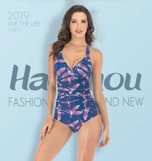Women's One-Piece Swimsuit: European & American Style with Half-Body Print, Sexy Yet Conservative