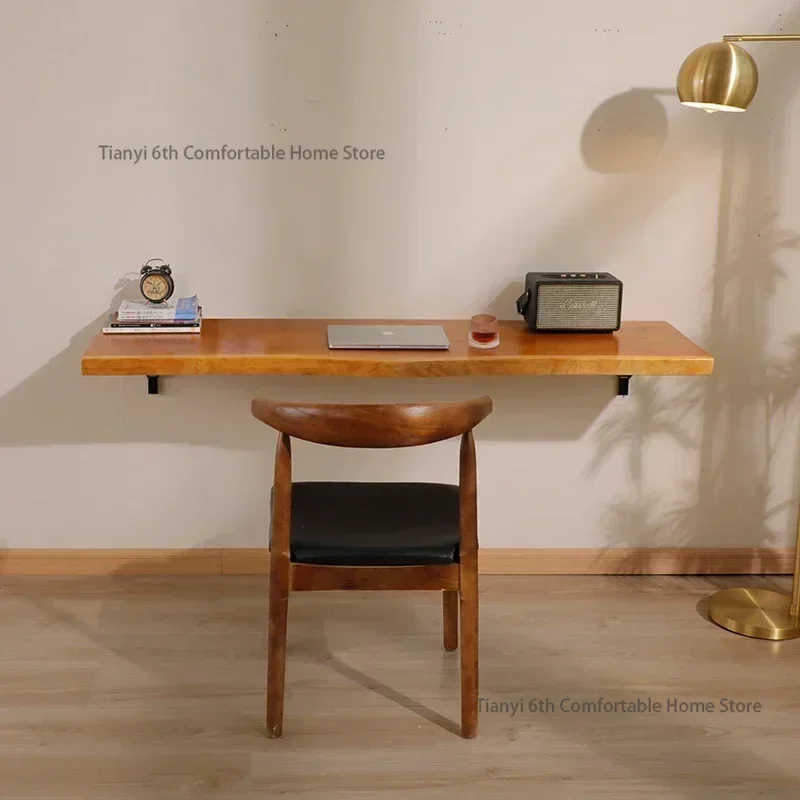 Solid Wood Wall Dining Table Hanging Computer Desk Profiled Writing Learning Desk Foldable Hanging Bar Table Home Furniture