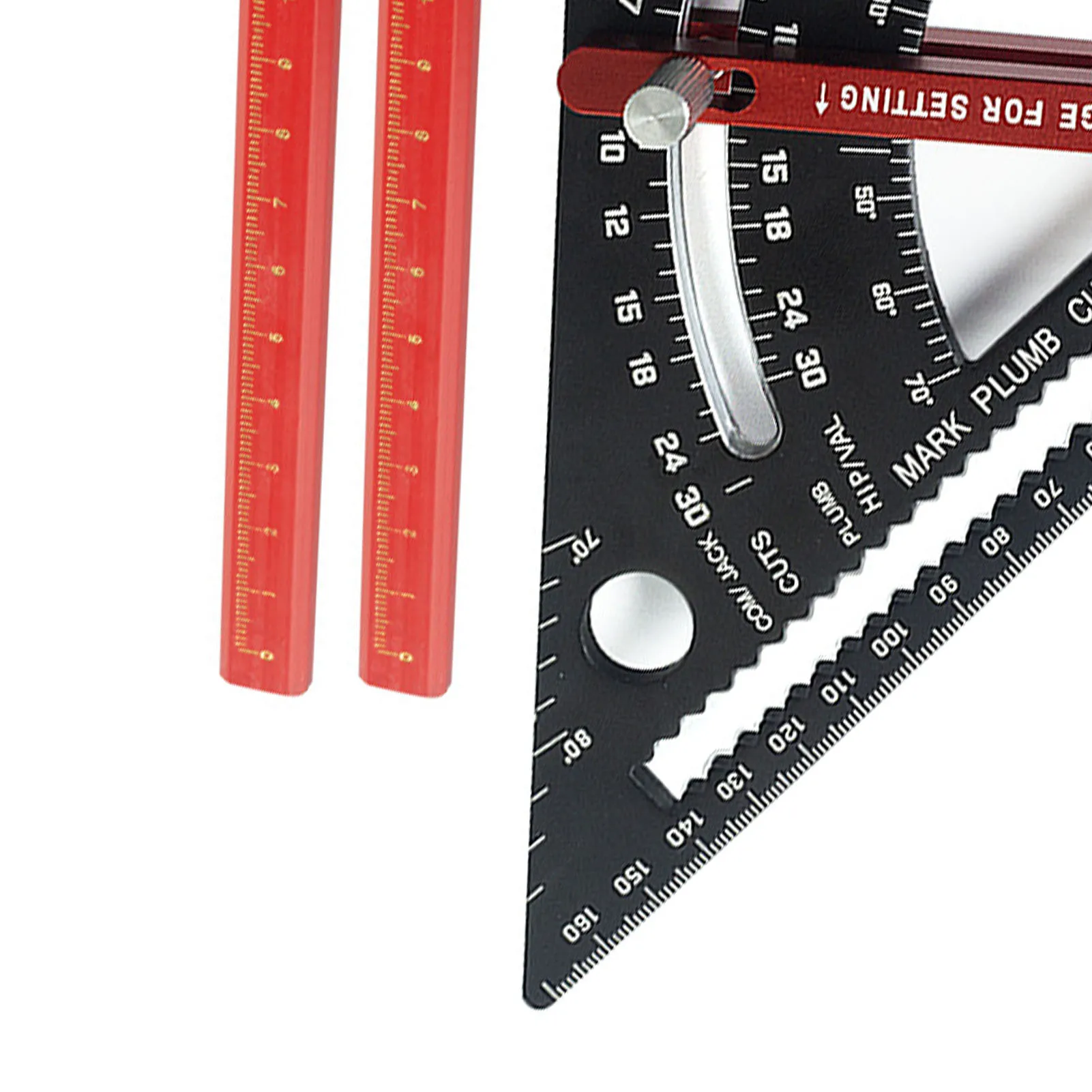 7 بوصة نجار 80 ° زاوية قابلة للتعديل مزيج مثلث حاكم رافتر مع 2 قلم رصاص مثلث حاكم #6