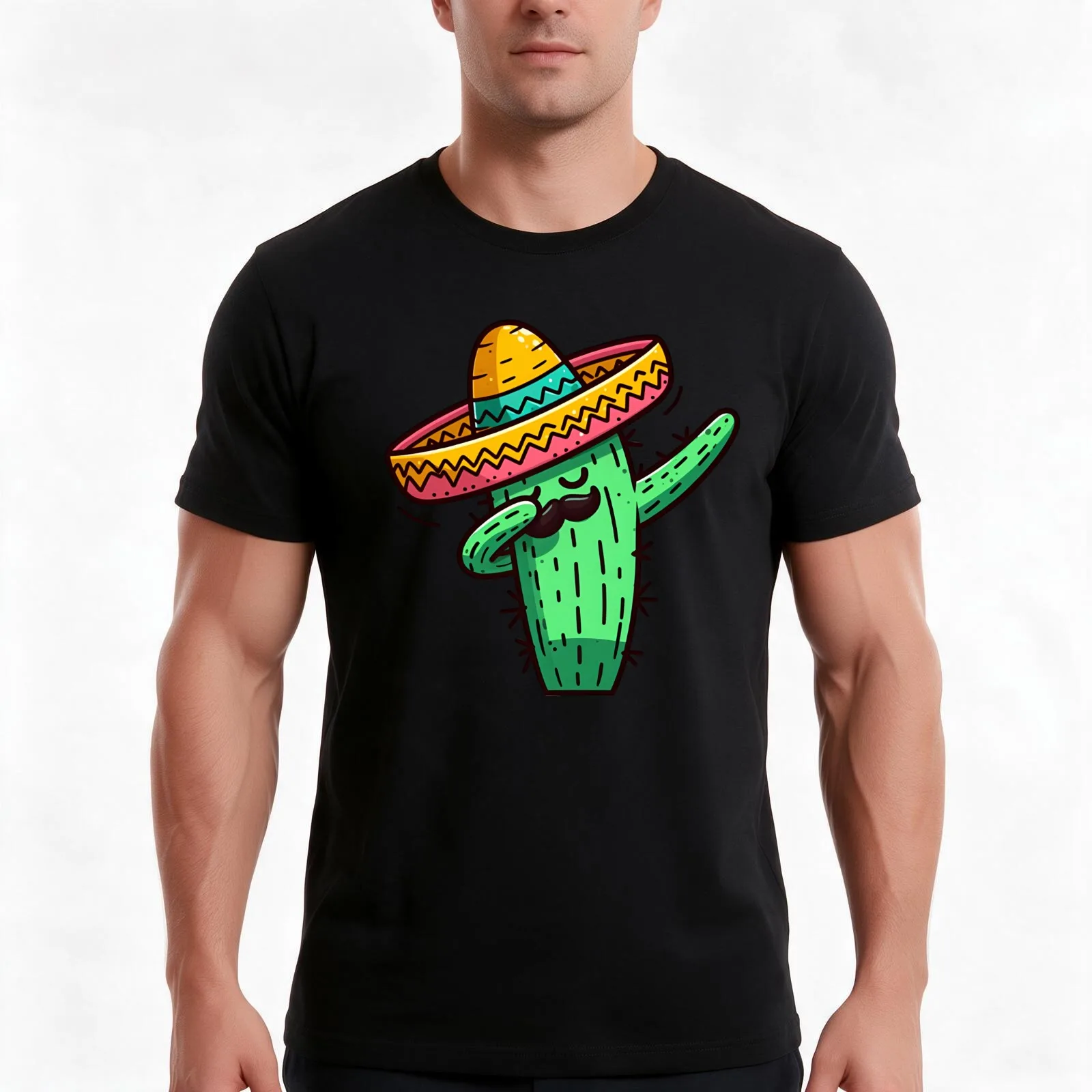 dabbing cactus mustache sombrero Mexican Cinco De Mayo Fiesta 2024 T-Shirt Summer Casual Cotton Tee Oversized Streetwear Tops