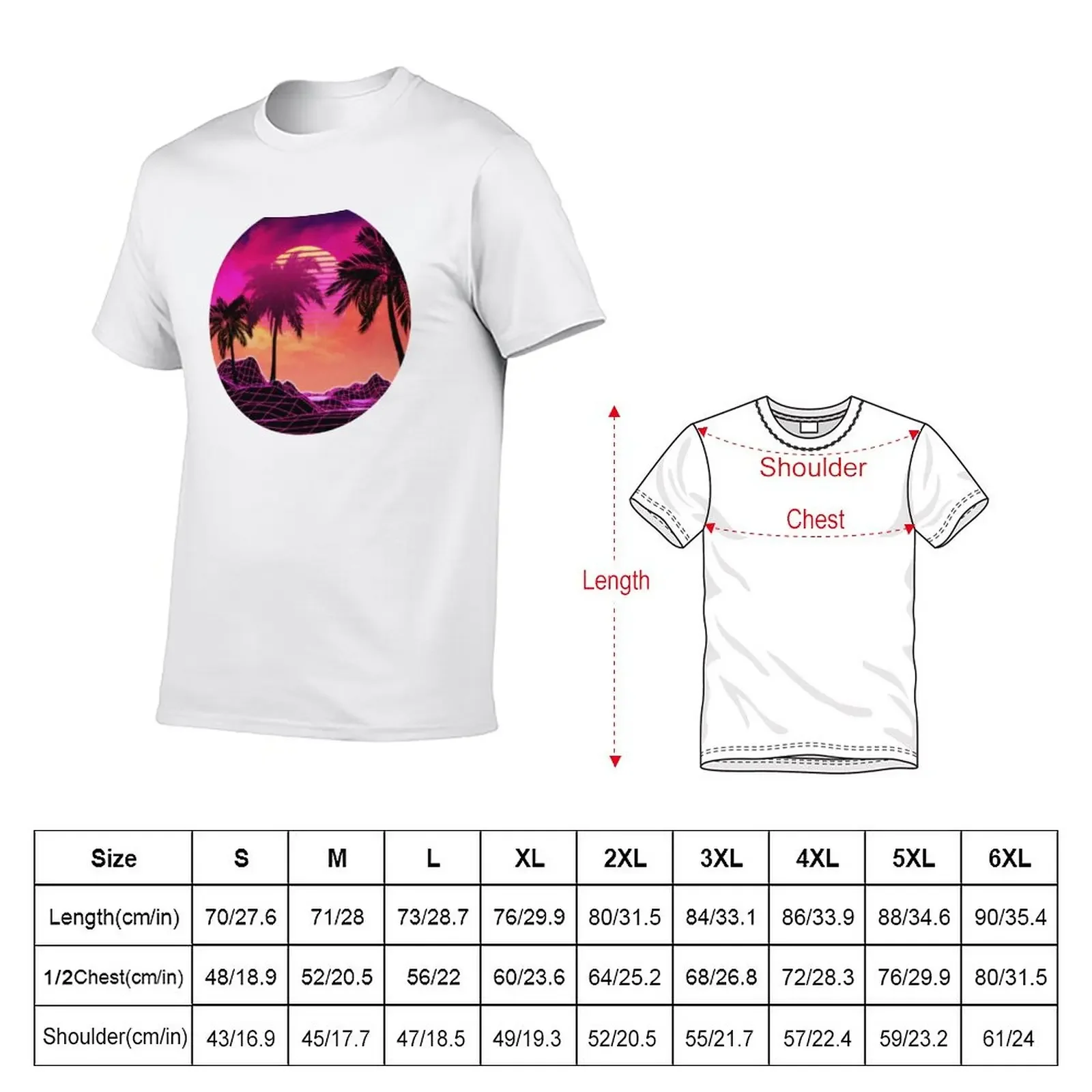 New Pink vaporwave landscape with rocks and palms T-Shirt boys whites anime figures man clothes t shirts for men graphic