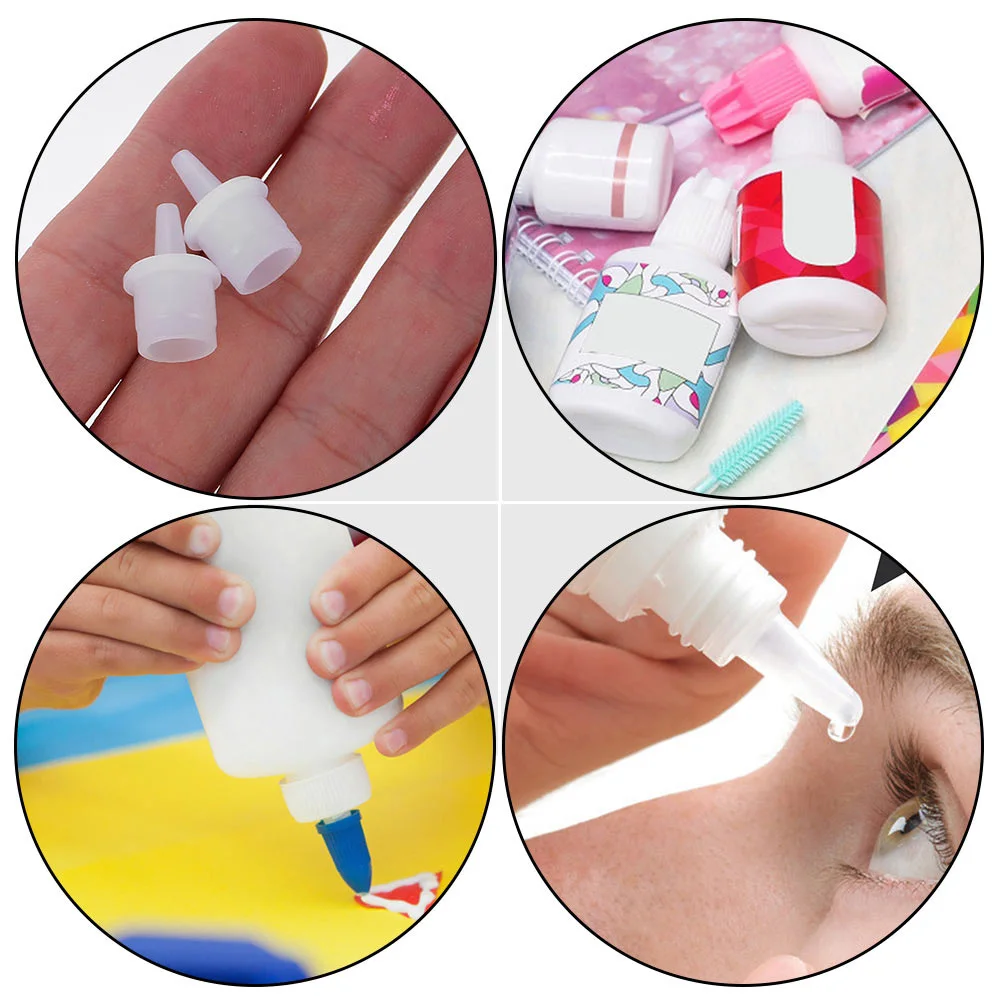 

60Pcs Eyelash Glue Bottle Nozzles Replacement Caps Universal Plastic Bottle Mouth Tips for Salon Home Use Eyelash Supplies