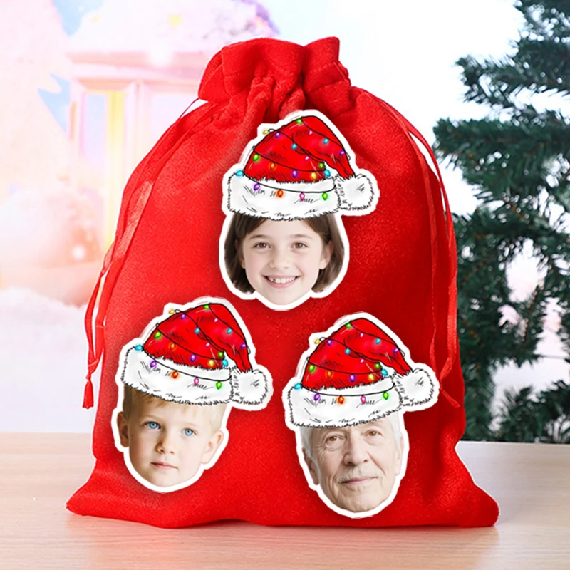 20 قطعة/50 قطعة صورة قابلة للتخصيص عيد الميلاد موضوع ملصقات متعددة سانتا قبعة أنماط نمط السنة الجديدة حفلة الاحتفال ديكور #1