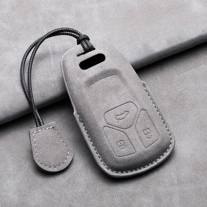 

Leather Car Smart Key Case Full Cover Protector Shell For Audi A1 A3 A4 A5 A6 A7 A8 B9 8V 8W 8S Q3 Q5 Q7 S8 R8 TT TTS Keychain