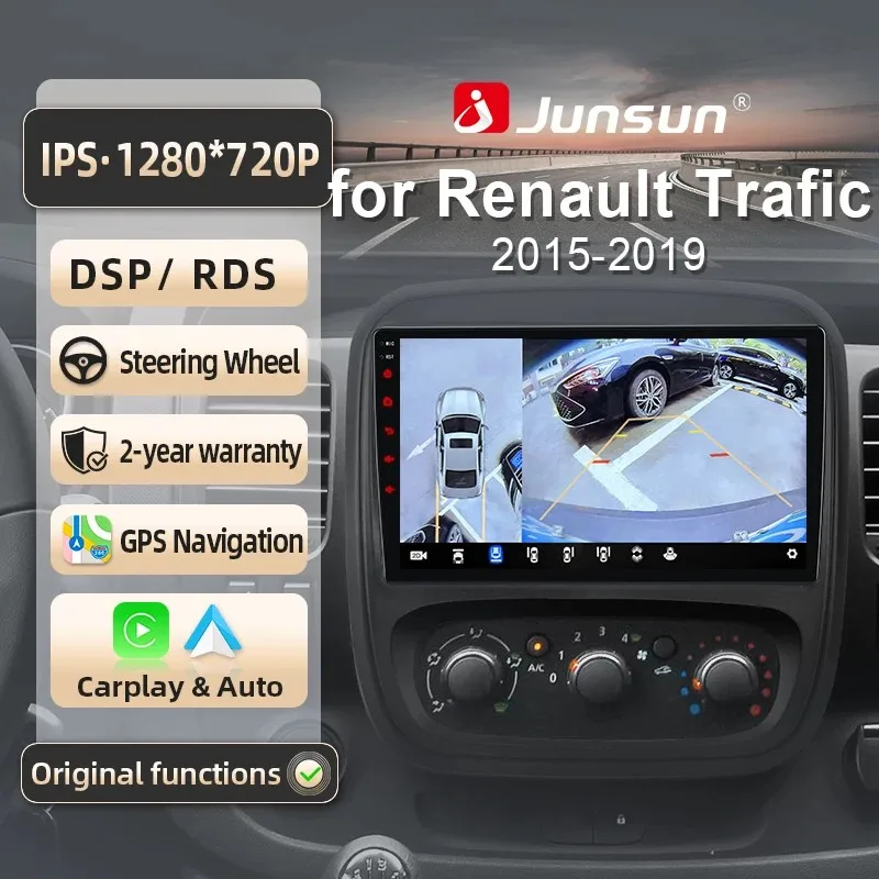 Image of Junsun für Renault Trafic 2015-2019 9 Zoll 4GB 64GB Android 13 Autoradio GPS Navigation Carplay DSP Bluetooth FM Lenkradbedienung Unterstützung USB AUX Eingang Rückfahrkamera Bereit 1080P Video Split