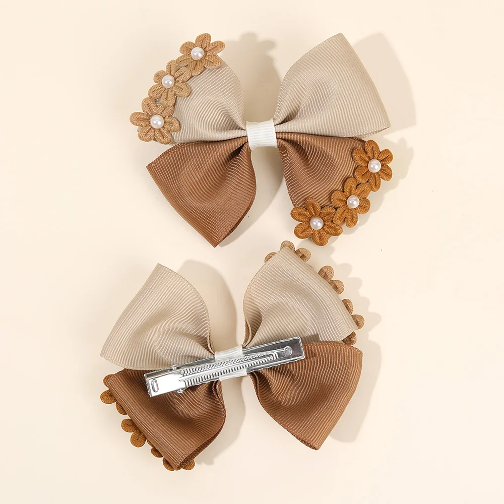 مقاطع الشعر الانحناء زهرة حلوة اكسسوارات لفتاة امرأة لطيف الوردي المرقعة الفرنسية اللؤلؤ الزخرفية دبوس الشعر الأطفال أغطية الرأس #3