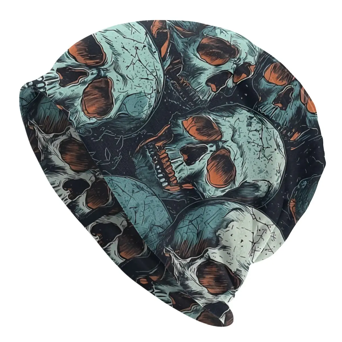 Grunge Skulls Skullies Beanies Fashion Hats Hand Drawn Grunge Skulls Thin Bonnet Hipster Caps Men Women's Earmuffs