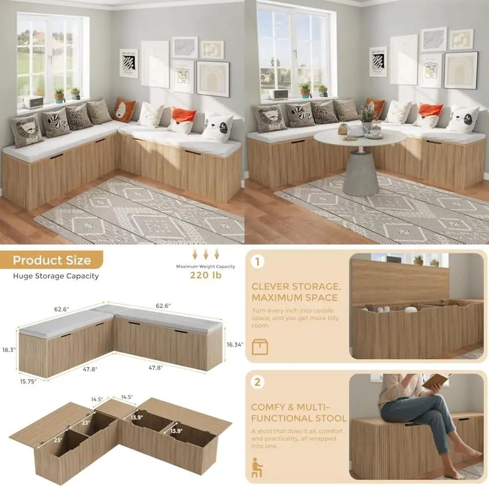 مقعد تخزين زاوية مع وسادة لتناول الطعام في المطبخ #1