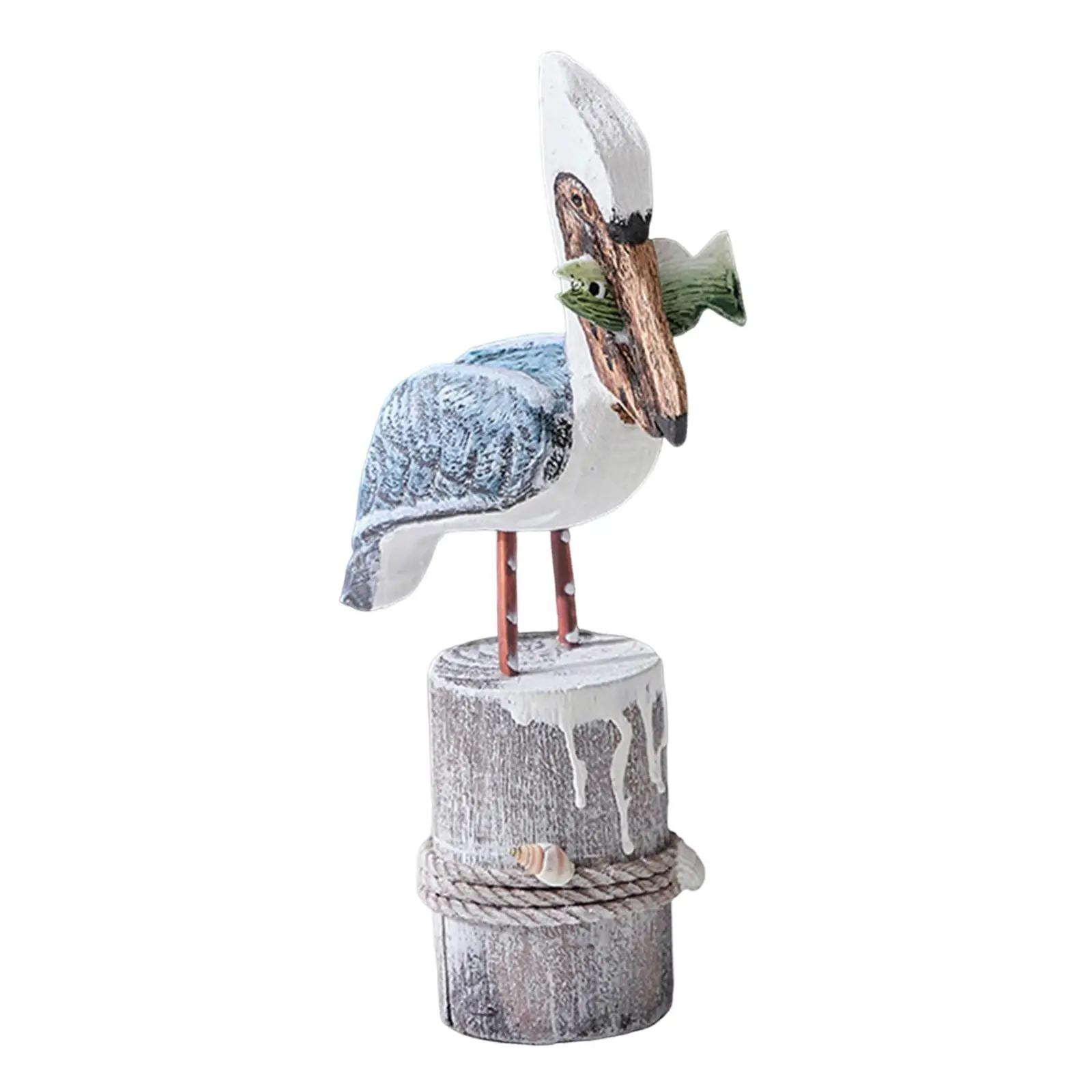 Mediterranean Statue Collectible Art Craft Wood Stump Sculpture Bird Ornament Bird Decor for Indoor Outdoor Bookshelf