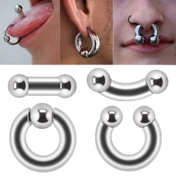 Big Size Internally Threaded Surgical Steel Tongue Circular Barbell Curved Barbell Captive Bead Ring Man Piercing Body Jewelry