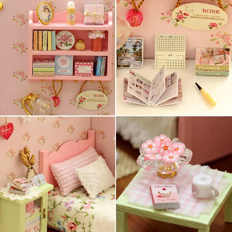 DIY Wooden Miniature Doll House Kit 3D Puzzle Assembly Building Kits With Dust Covers Furniture LED Dollhouse Toys For Gifts