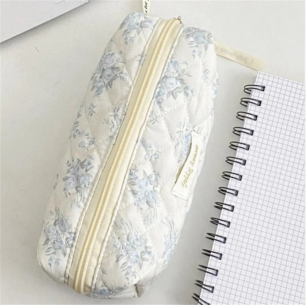 Vintage Fresh Floral Pencil Bags Korean Style Cute Student Pencil Cases Stationery Supplies Multi-Functional Handbag