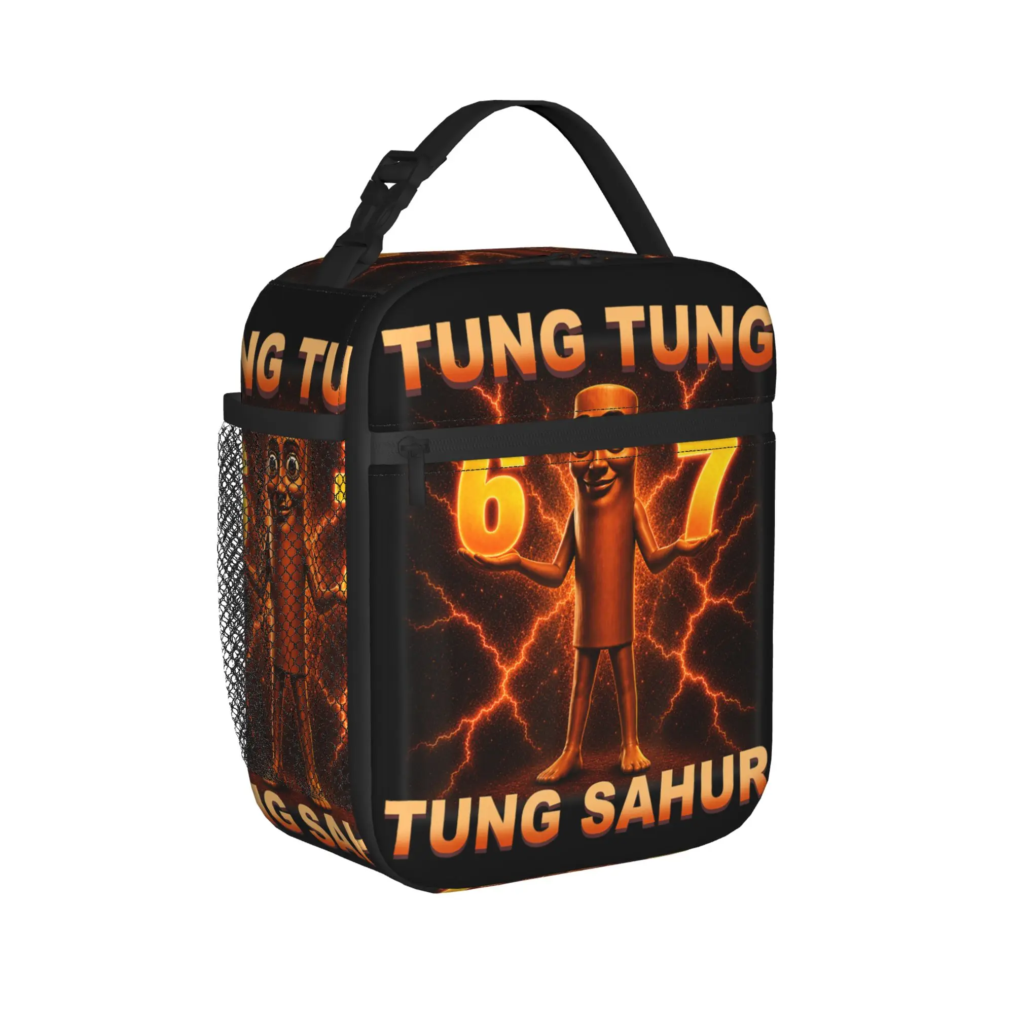 Tung Tung Tung Sahur Six Seven 67 Meme Lunch Bag  Casual Lunch Box For Unisex Travel Cooler Bag Graphic Design Tote Food Bags