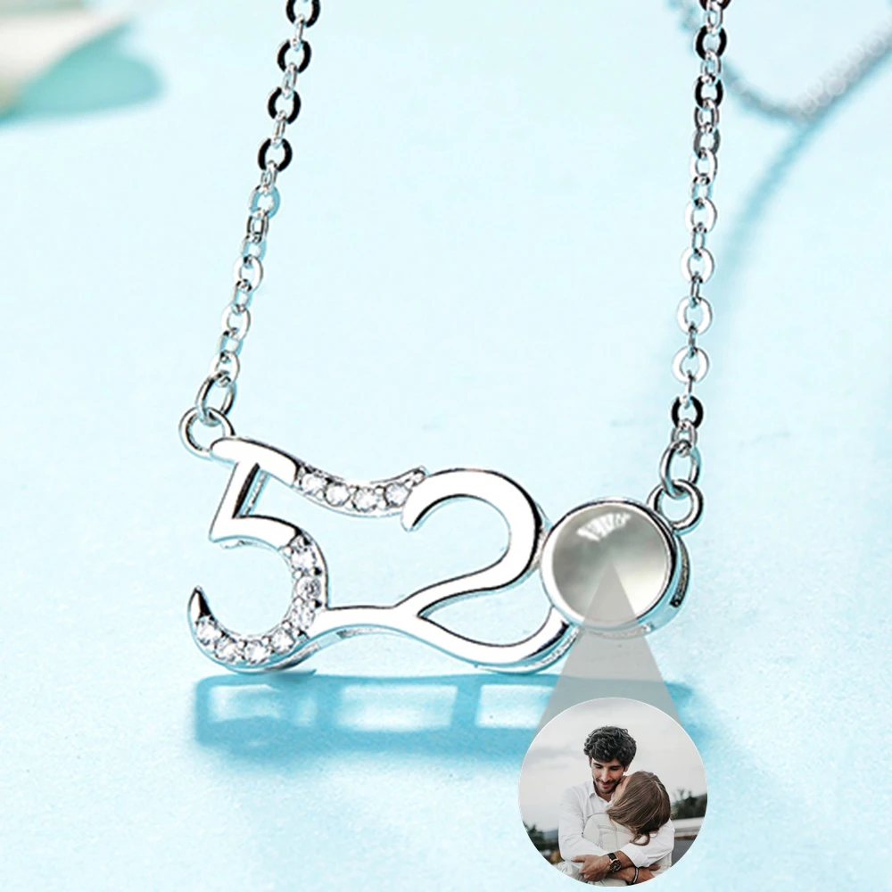 

Ювелирное изделие на заказ, проекционное фото ожерелье для женщин, 520, ожерелье с подвеской в виде любви, индивидуальный подарок подруге, серебряная цепочка 925 пробы